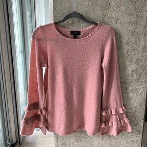Charter Club Cashmere Pink Ruffle Sleeve Sweater